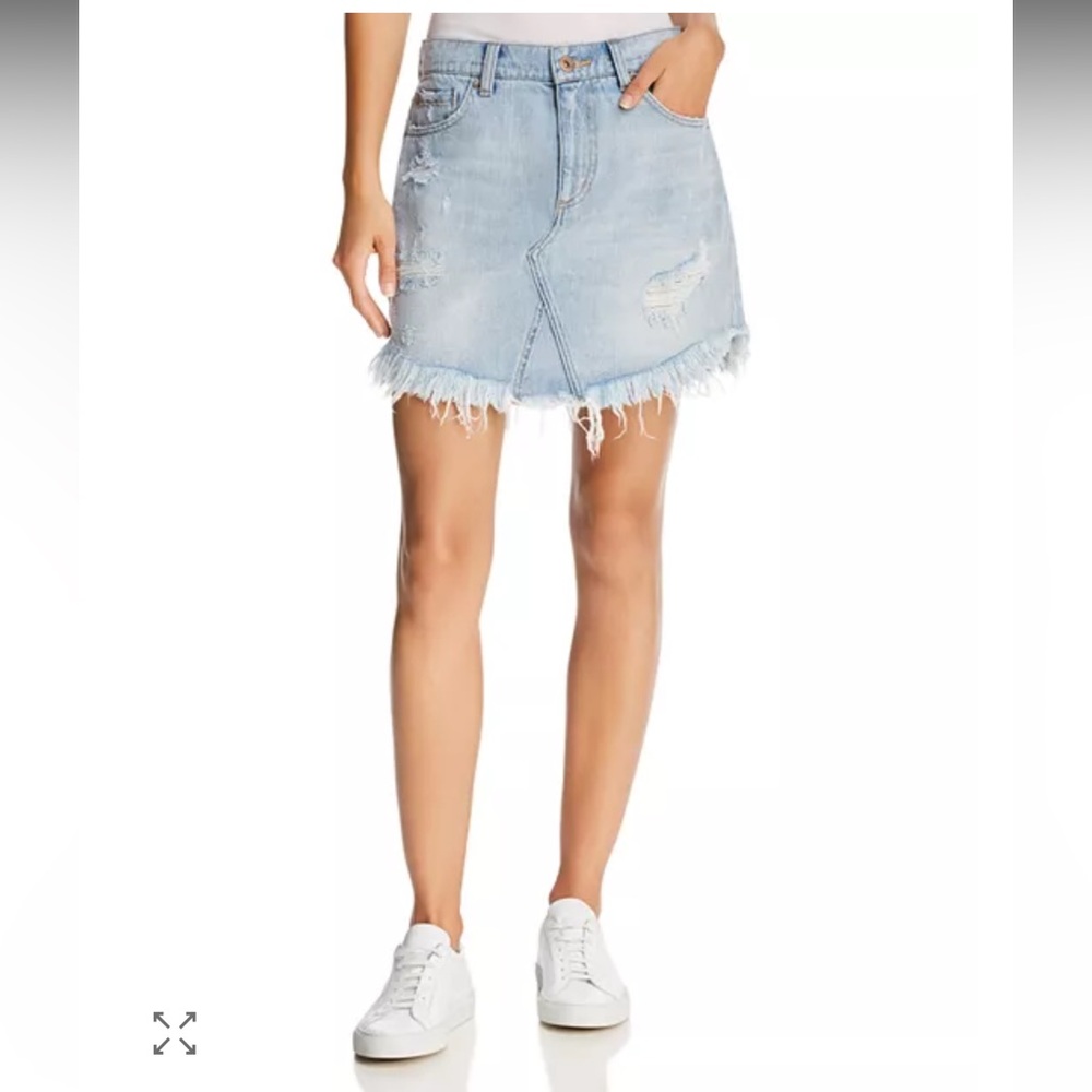 Pistola distressing style denim mini skirt